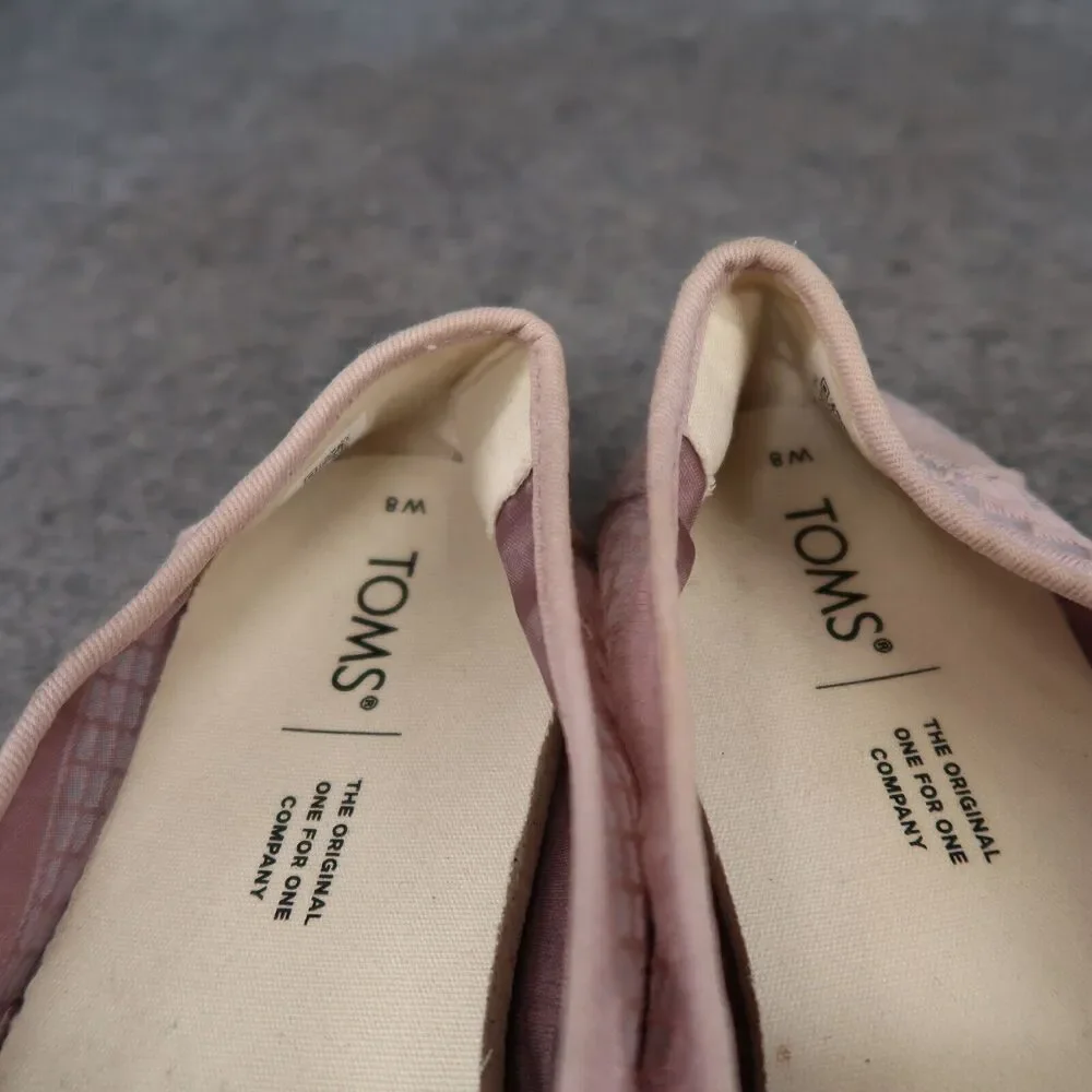 Toms Shoes Womens 8 Flats Casual Fashion Venice Lilac Arrow Embroidered Mesh